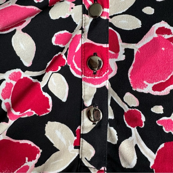 Alfani Tunic Collared Long Sleeve Black & Pink Floral  Size 2X - Picture 9 of 16